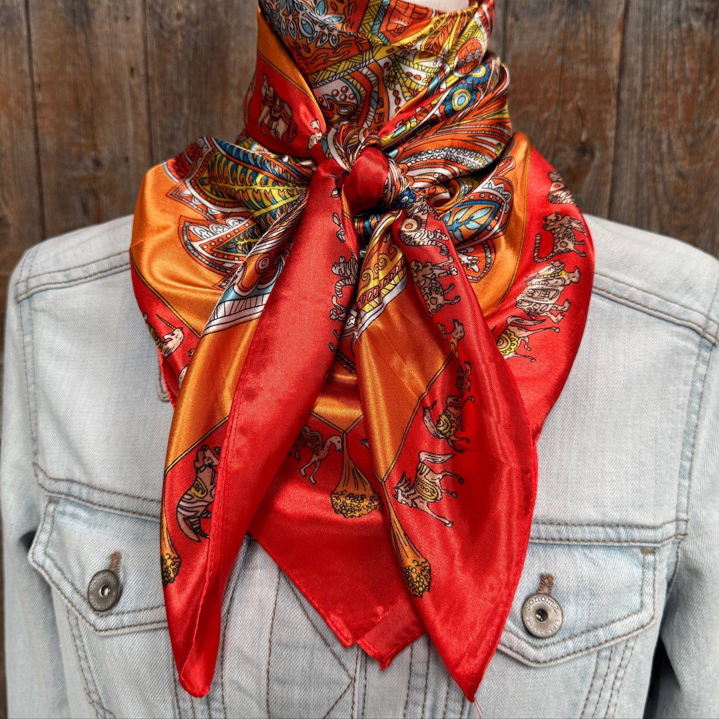 Red and Orange Safari Wild Rag / Scarf