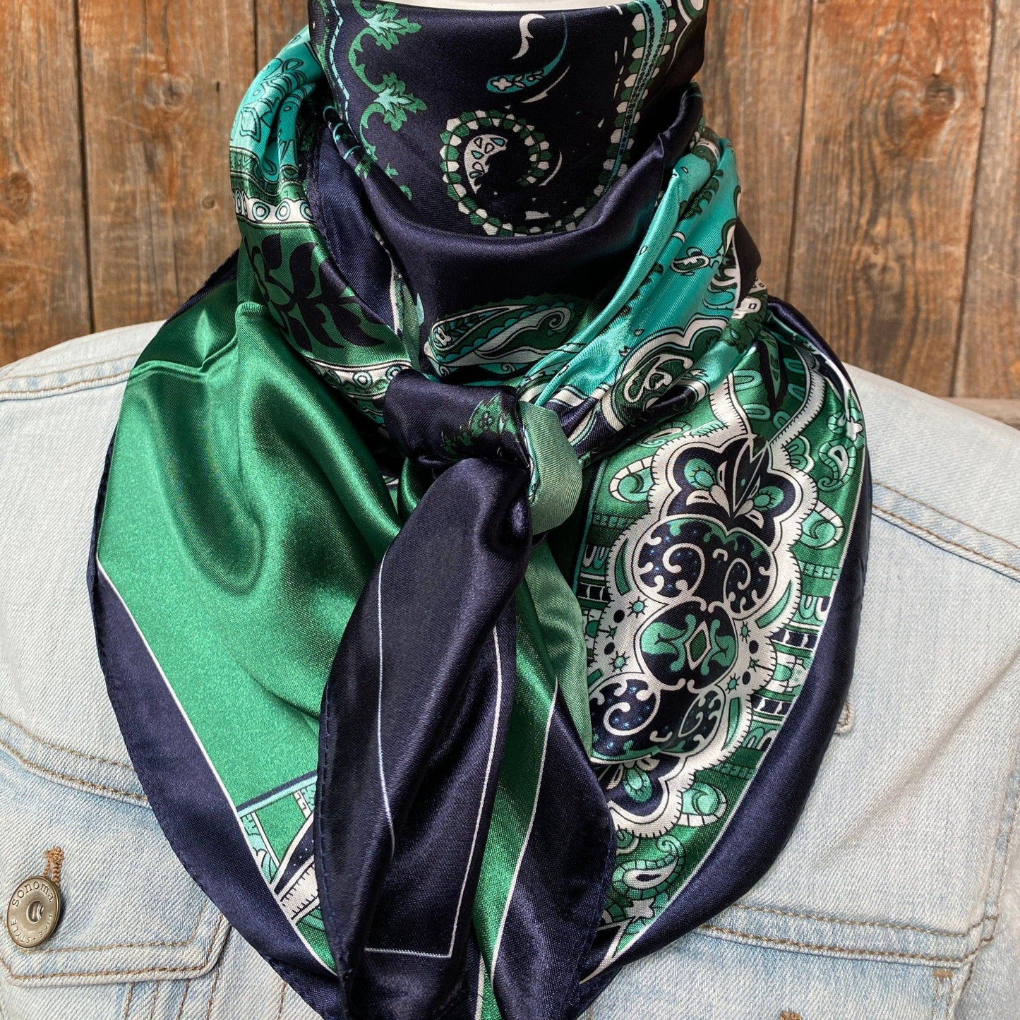 Blue and Green Waves Wild Rag/Scarf