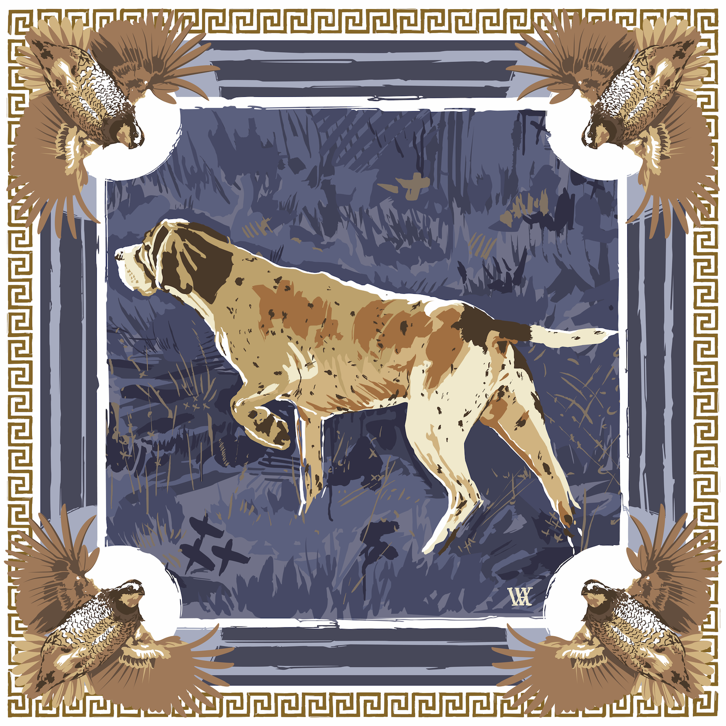 Austin Williams Navy Pointing Strong Silk Scarf 35x35
