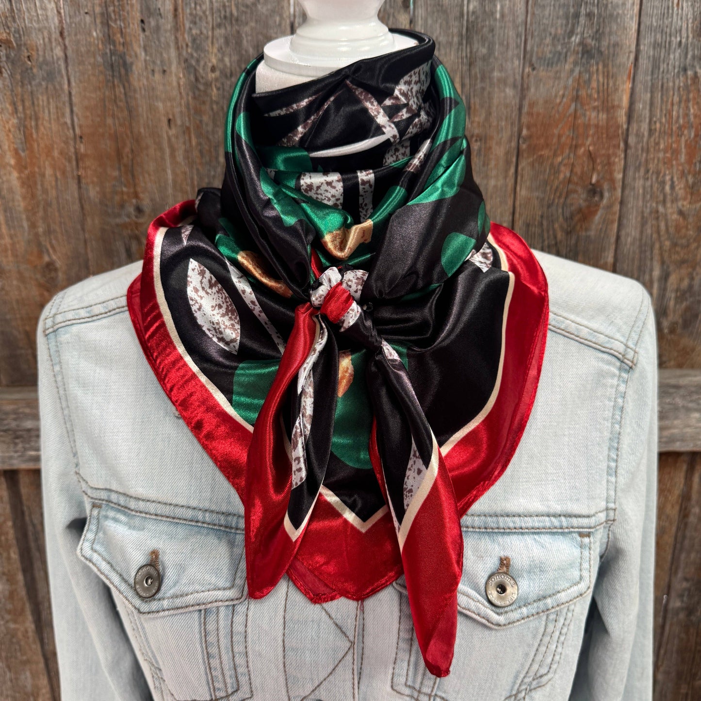 Green and Navy Floral Wild Rag / Scarf