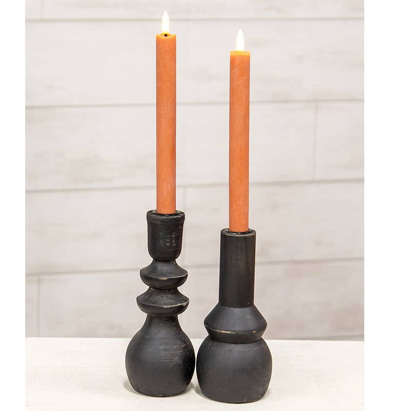 2/Set - Orange Wax Timer Tapers - 10"H