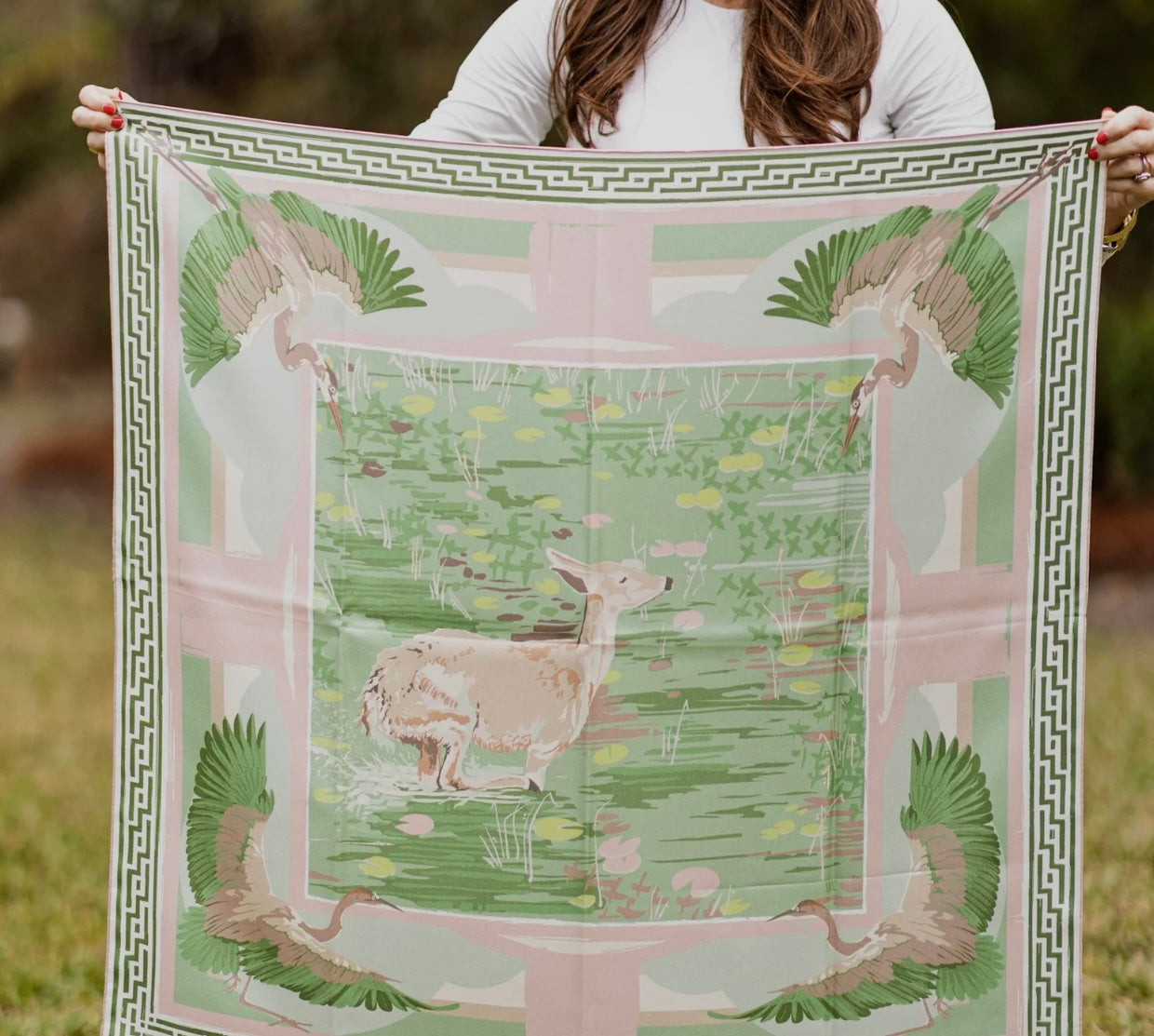 Austin Williams
Green Pink Lily Pad Doe - Double-Sided Silk Scarf 25x25