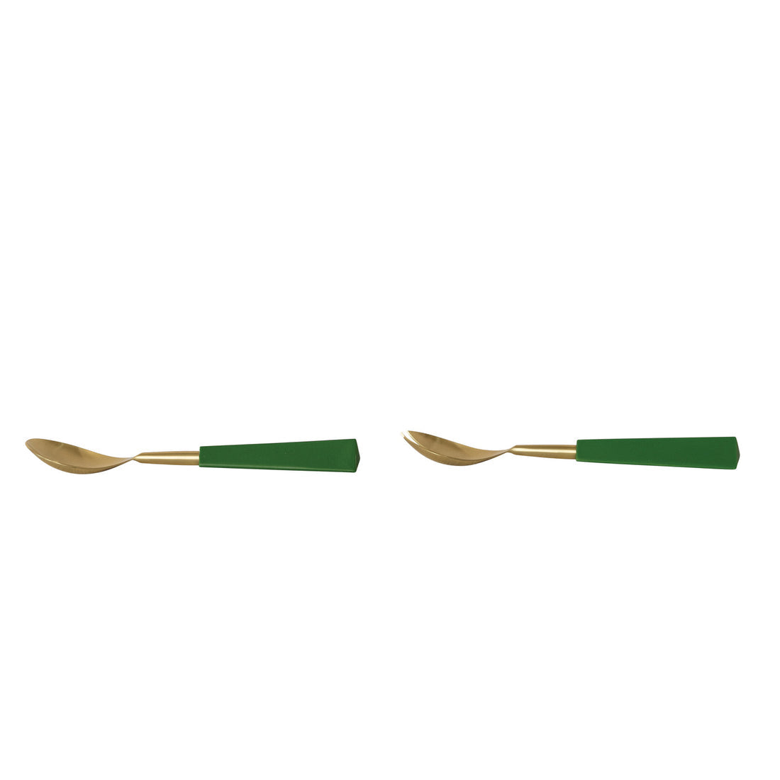 Stainless Steel Salad Servers with Resin Handles & Green, Set of 2