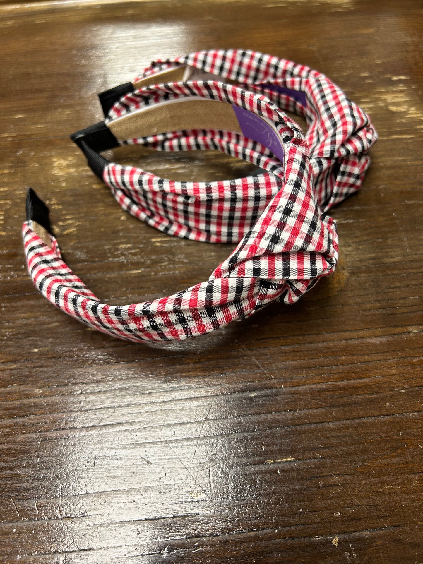 GINGHAM Headband -Red/Black GO WOLFPACK🐺