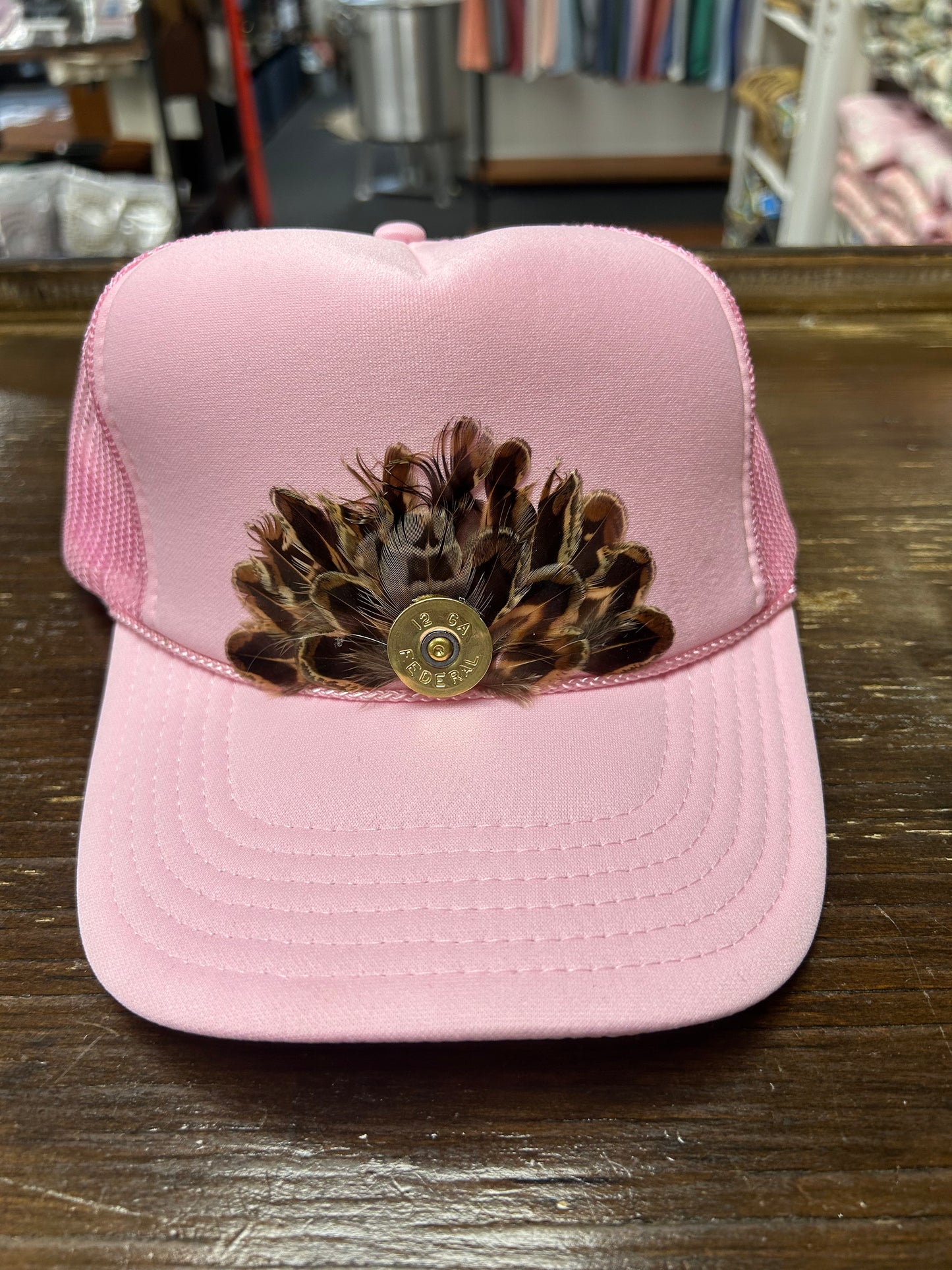 FTHR Pink Hat~ Feathers + Shell