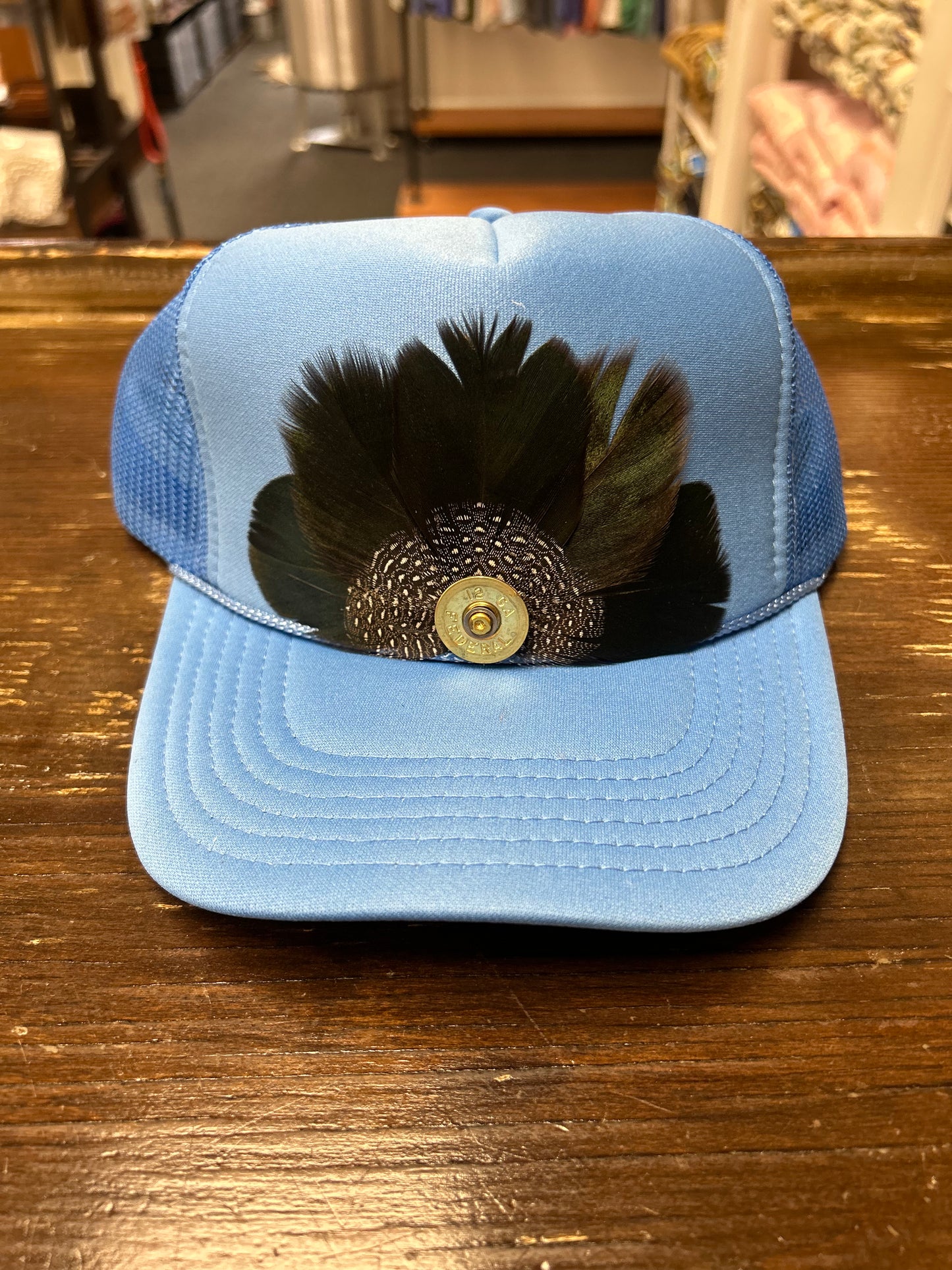 FTHR Blue Hat ~Feather + Shell