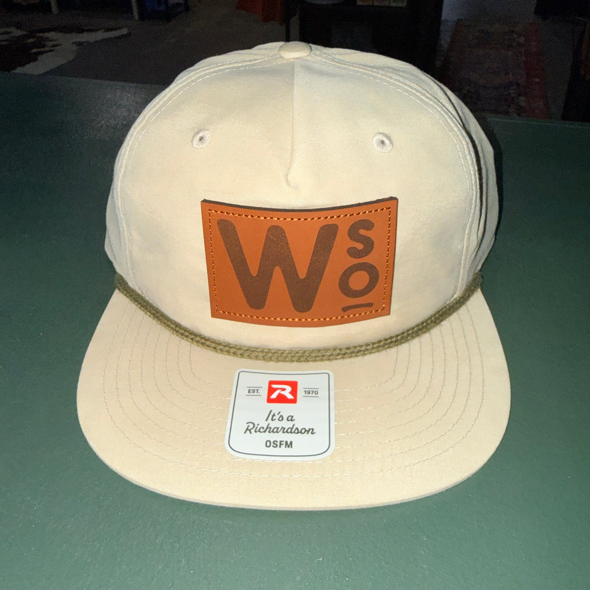 WSO Khaki Leather Patch Rope Hat