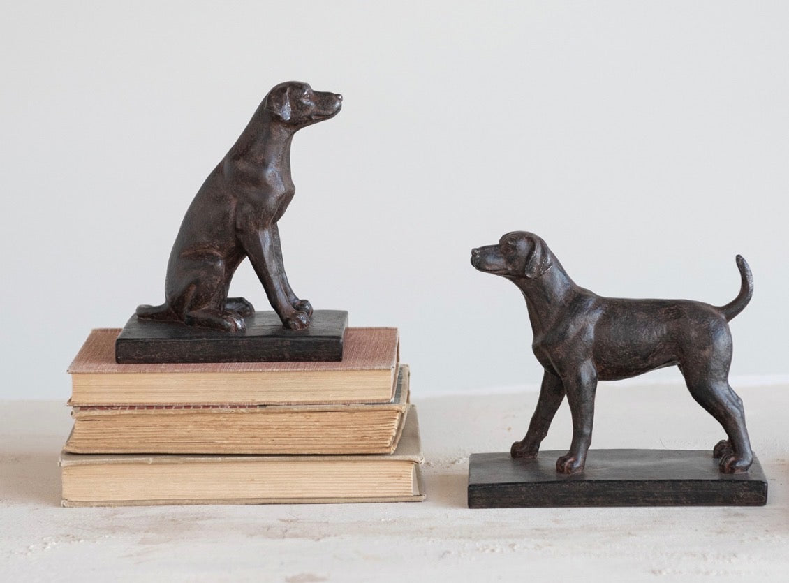 Resin Dog Bookends, Black, Set of 2