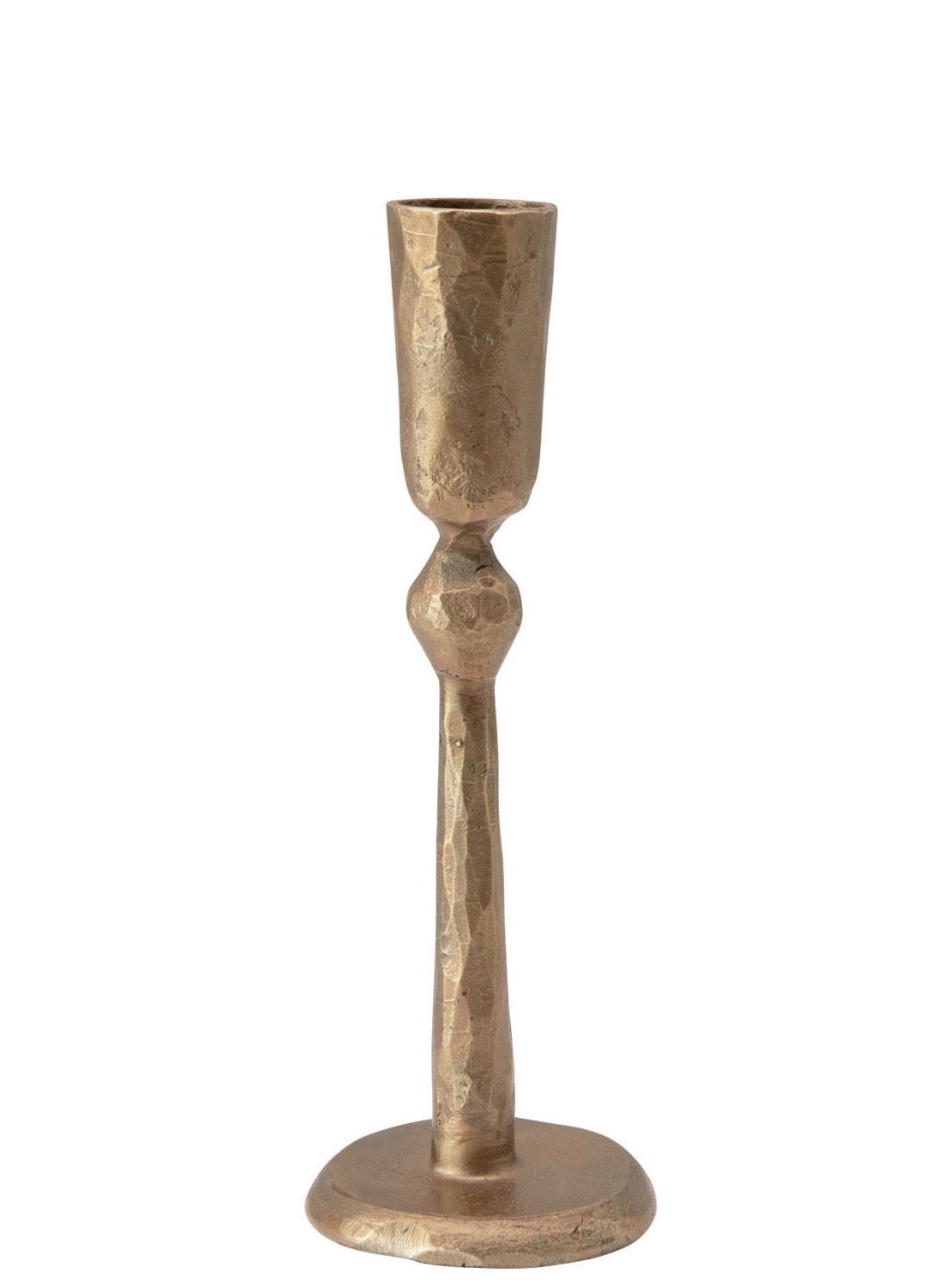 Hand-Forged Metal Taper Holder With Antique Brass Finish