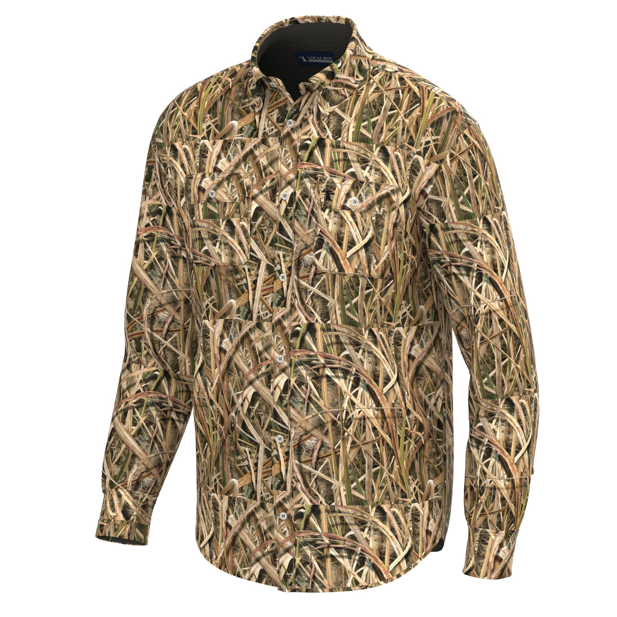 Local Boy Mossy Oak Shadow Grass Blades Button Down