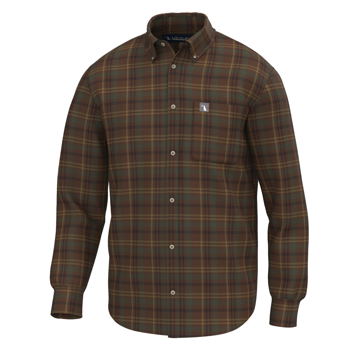 Local Boy Robert Stretch Flannel-Dark Rust/Copper/Forest