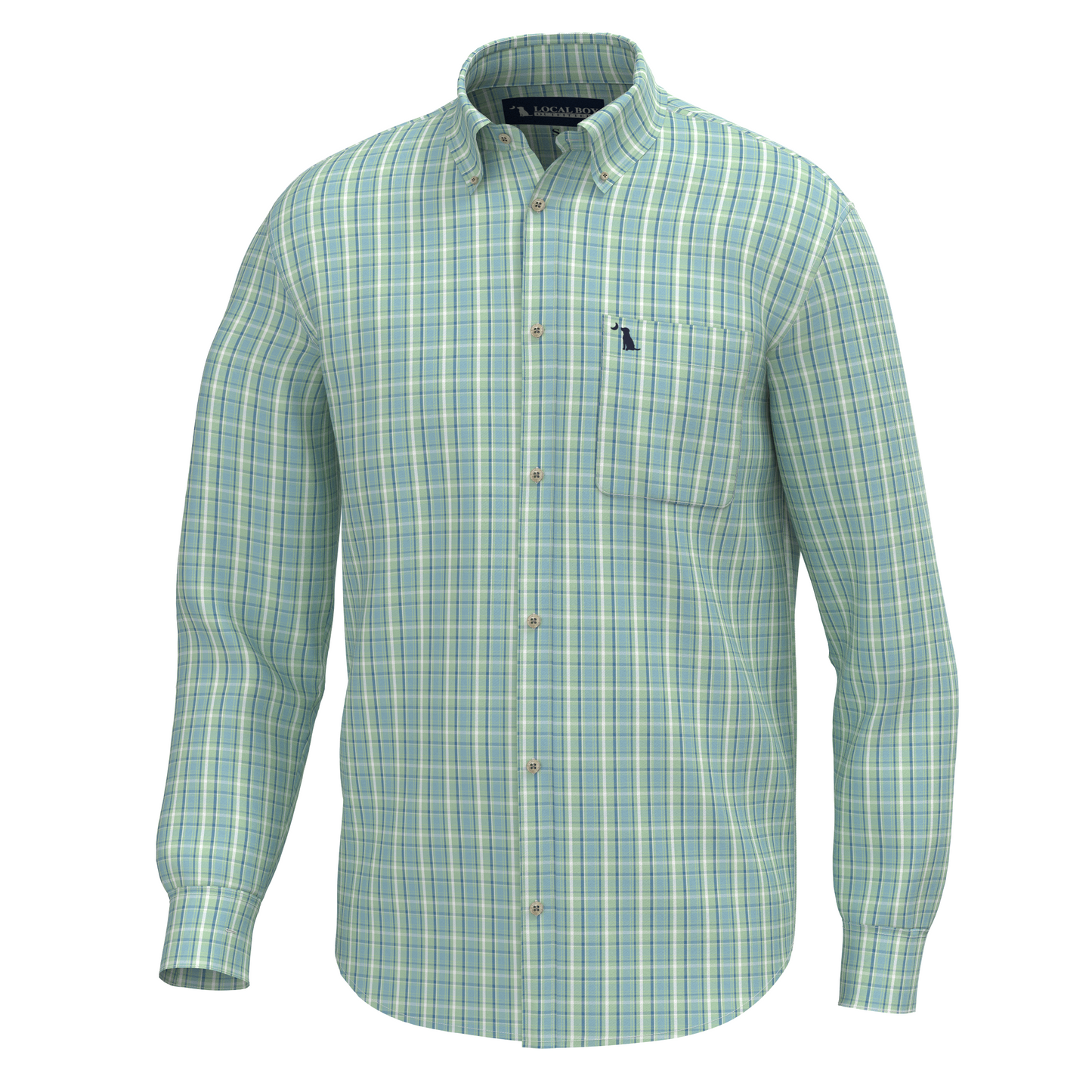 Local Boy Buffkin Dress Shirt Teal/Lime/Sailor Blue