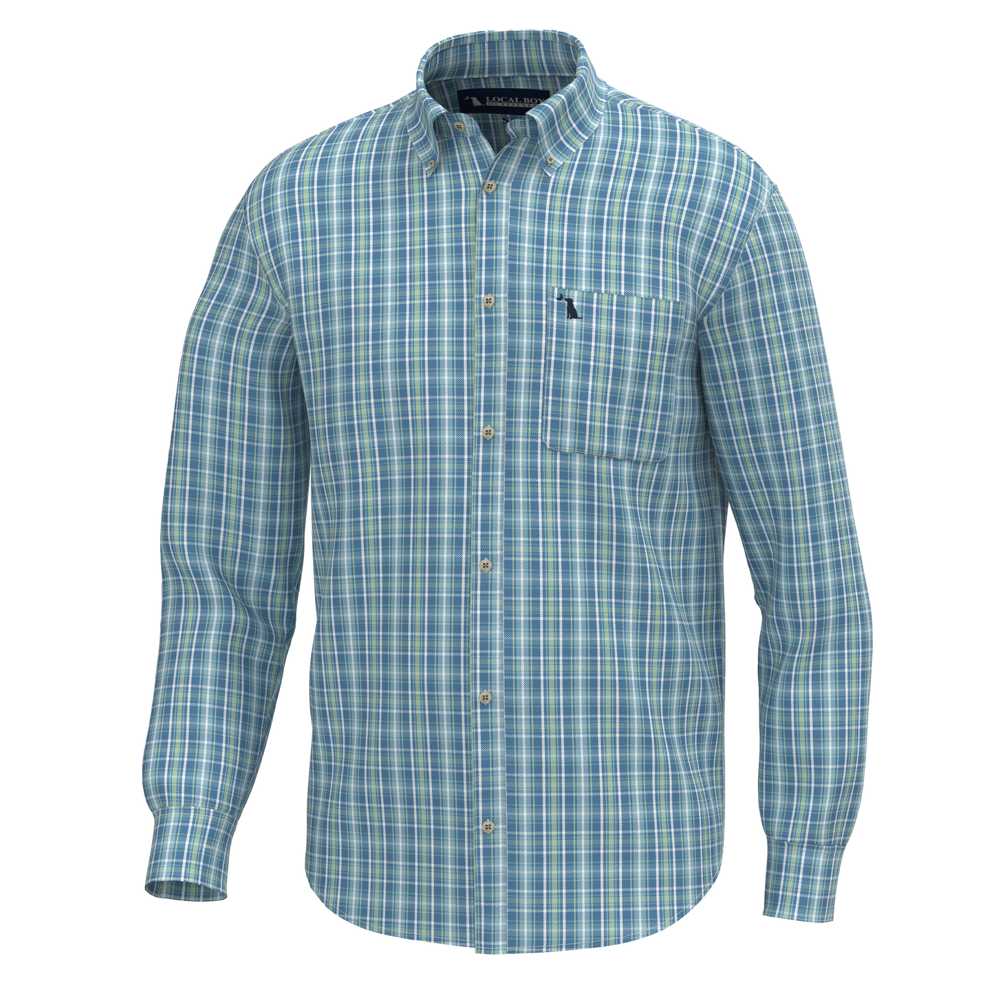 Local Boy Sherry Dress Shirt Teal/Lime/Sailor Blue