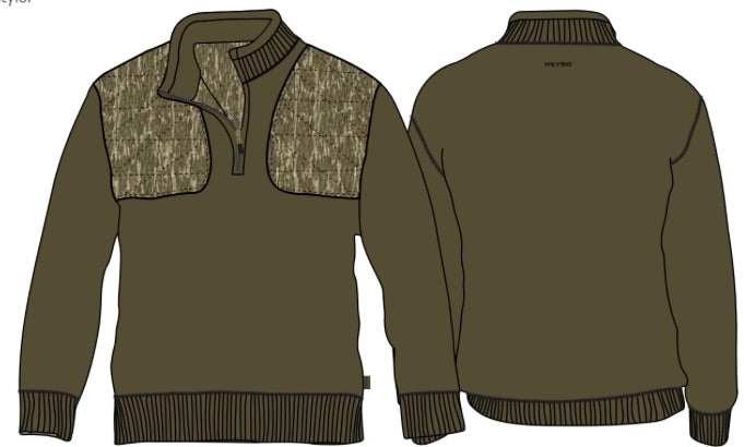 Heybo Uplander 1/4 zip: Olive-Bottomland