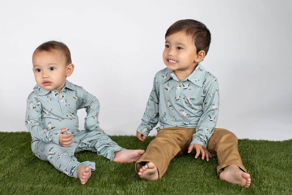 Goosies Mallards / Ducks - Long Sleeve Polo Romper