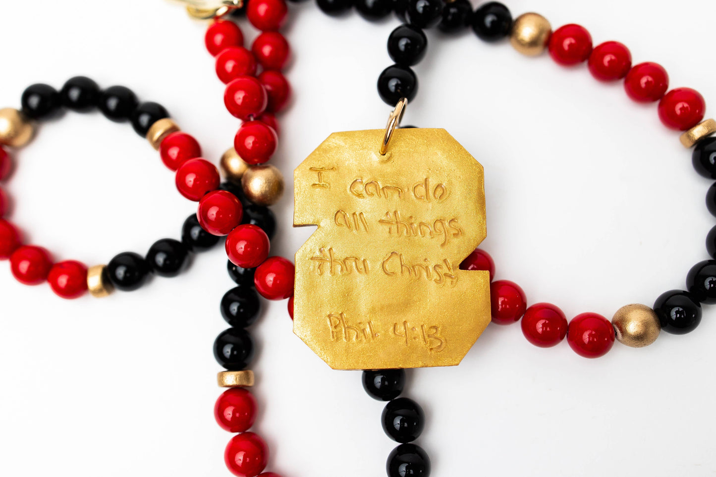 Hidden TruthBlack and Red Jade Double Strand with NC Medallion