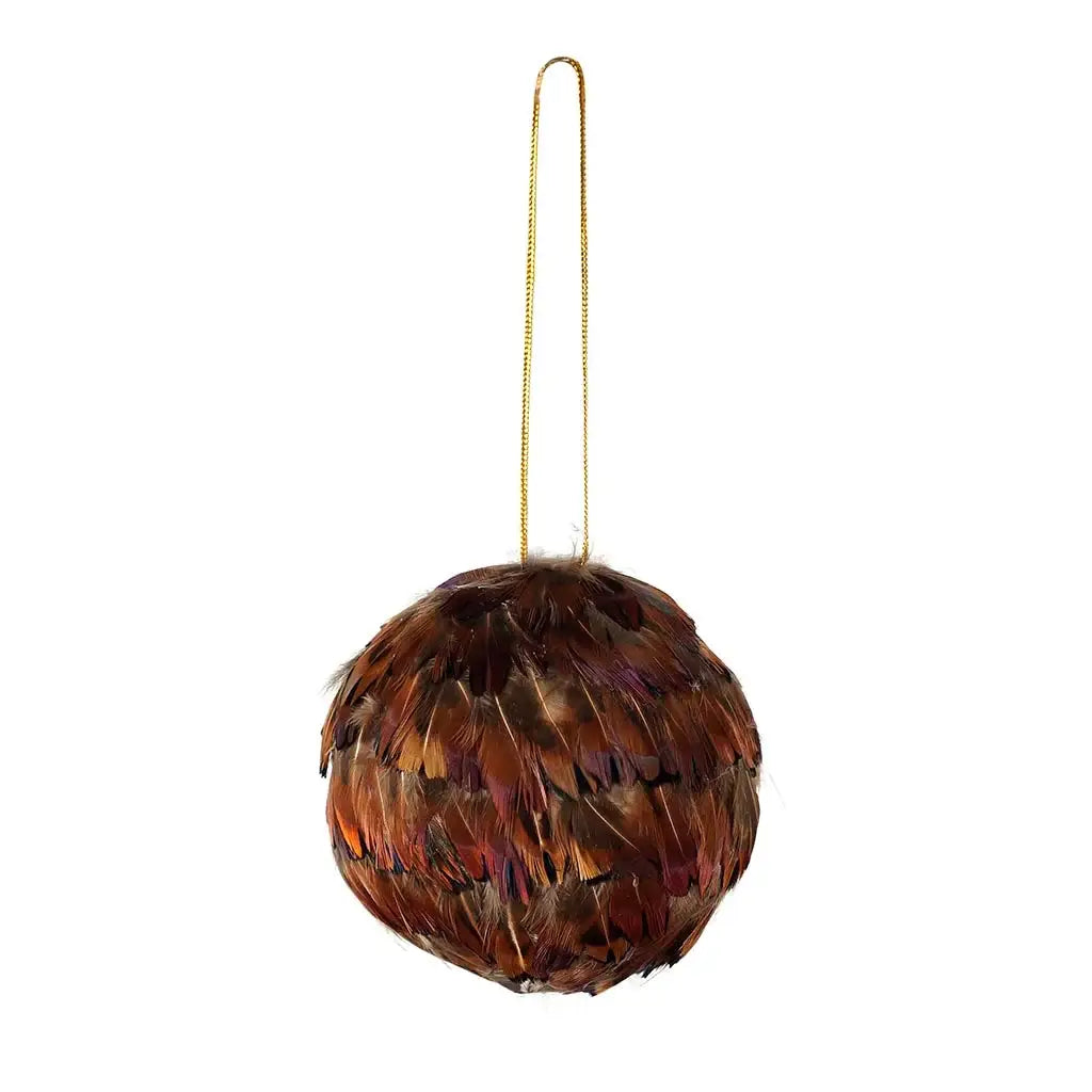 Ringneck Feather Ball Christmas Ornament 3”