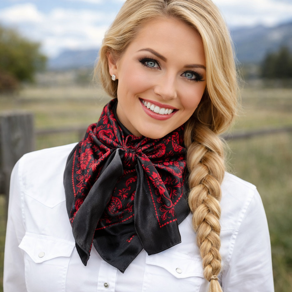 Black and Red Floral Paisley Wild Rag / Scarf