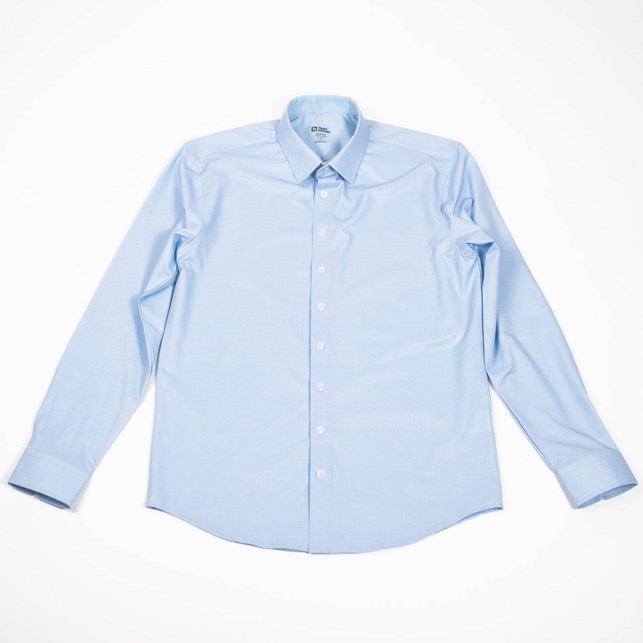 Blue Micro Houndstooth Button Down Dress Shirt