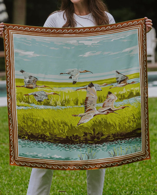 Austin Williams Chartreuse Marsh Flyer 
 - Double-Sided Silk Scarf