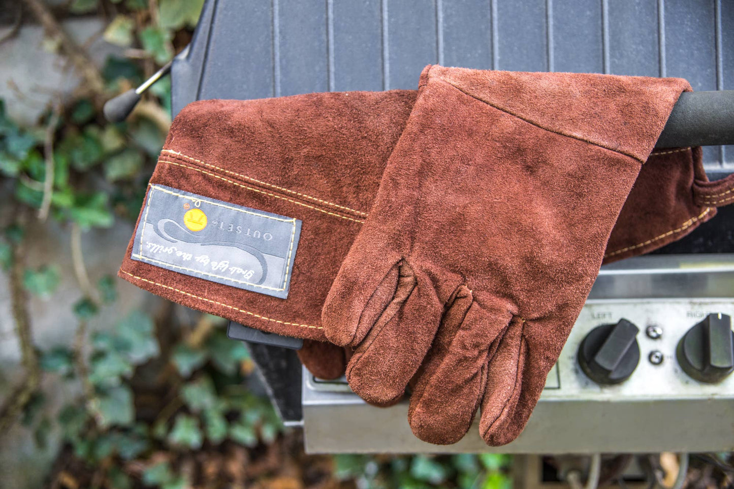Brown Leather Grill Gloves, Set of 2