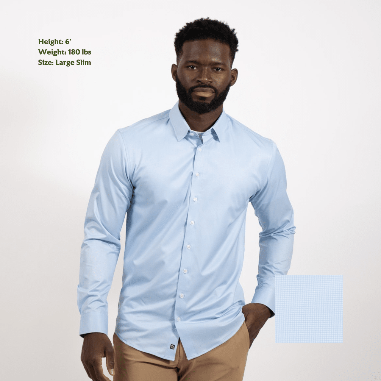 Blue Micro Houndstooth Button Down Dress Shirt