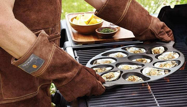 Brown Leather Grill Gloves, Set of 2