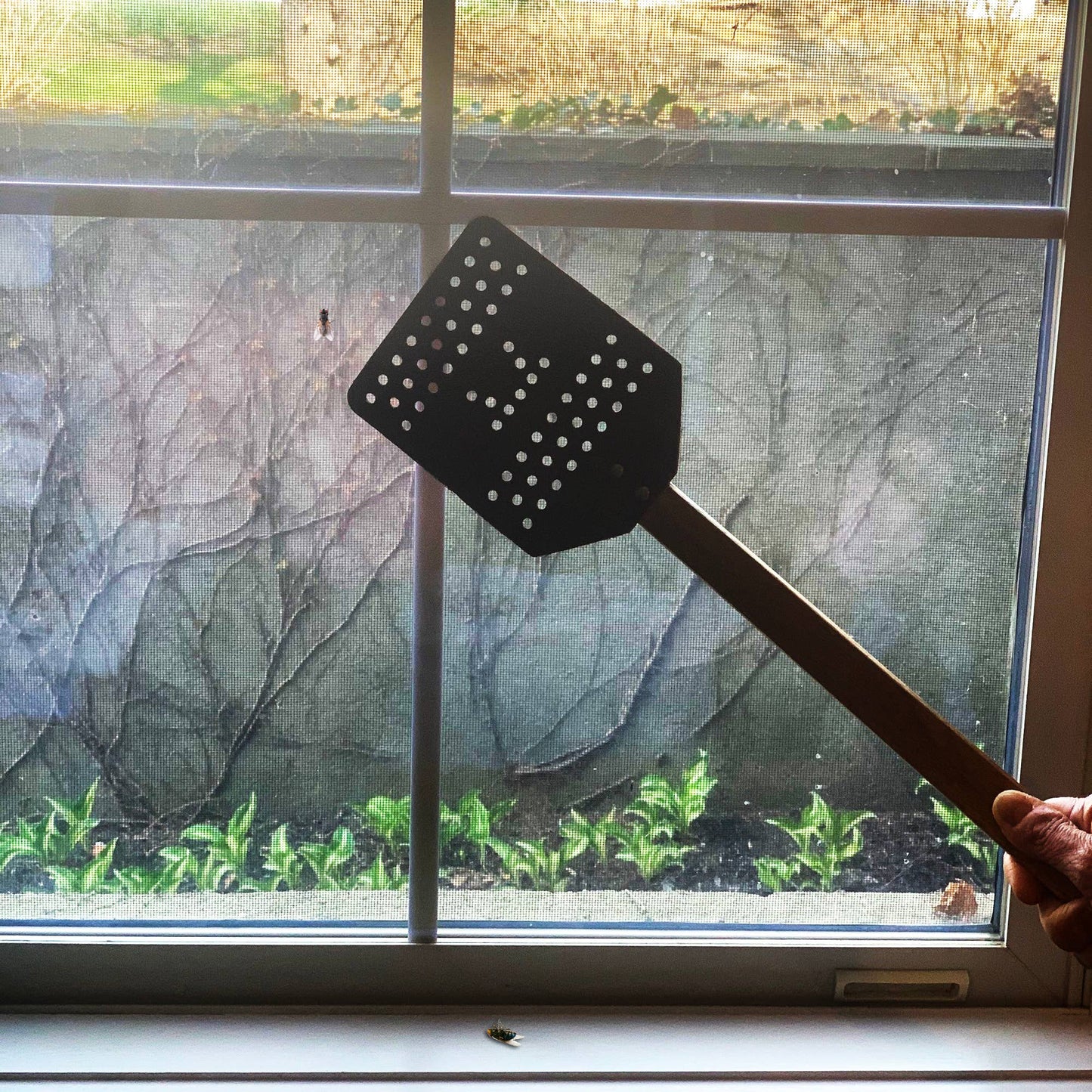 Outset Leather Fly Swatter, Extra Large, Acacia, 19"