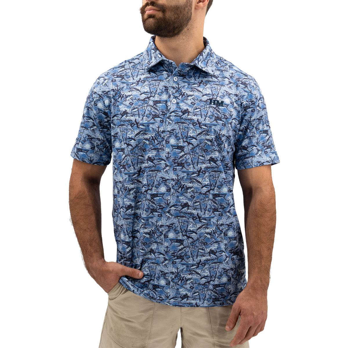 Hurricane Marsh Performance Polo Pelagic Marlin