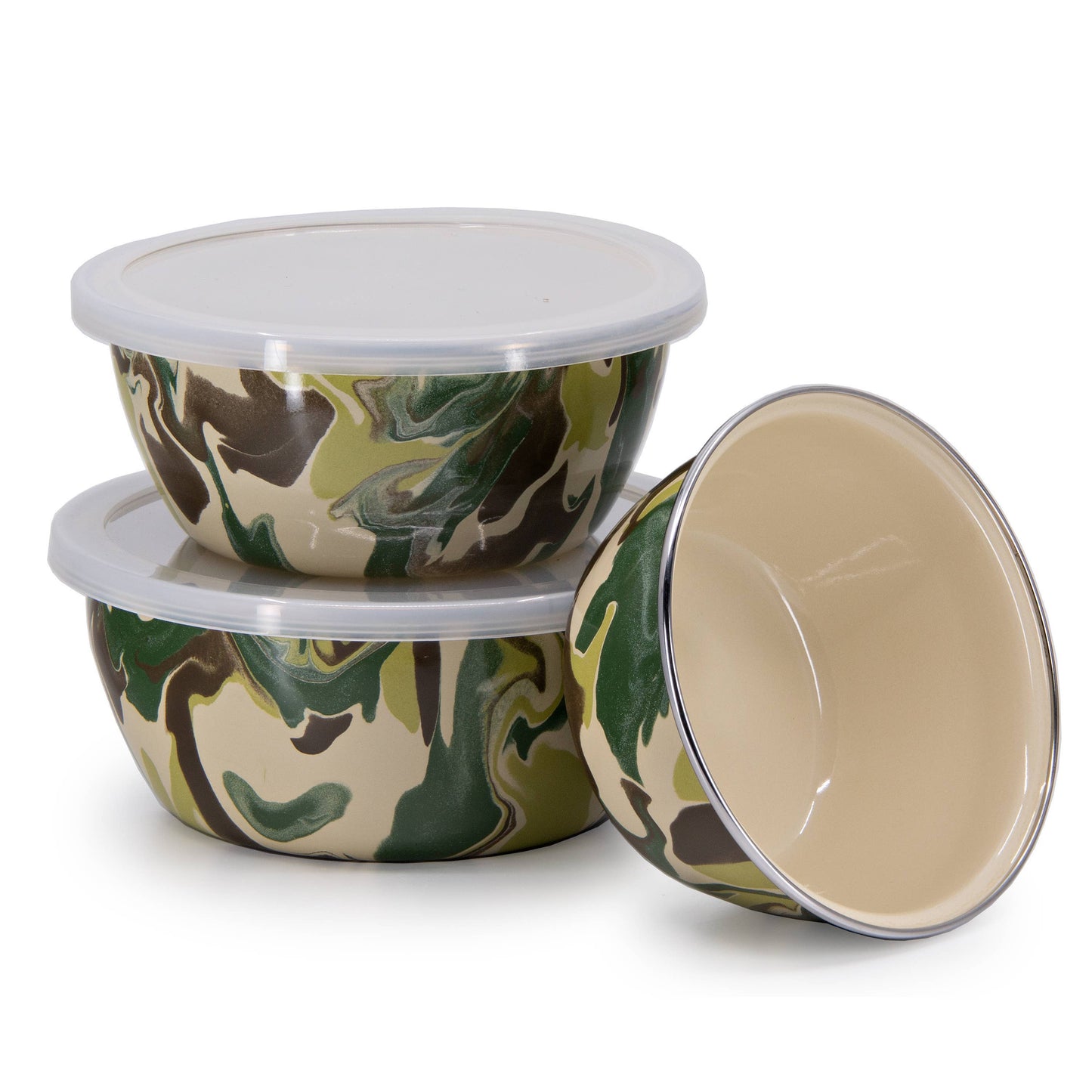 Golden Rabbit Enamelware Camouflage Nesting Bowls