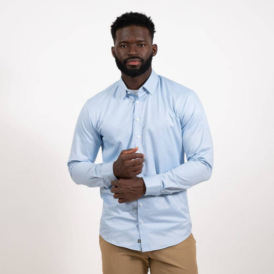 Blue Micro Houndstooth Button Down Dress Shirt