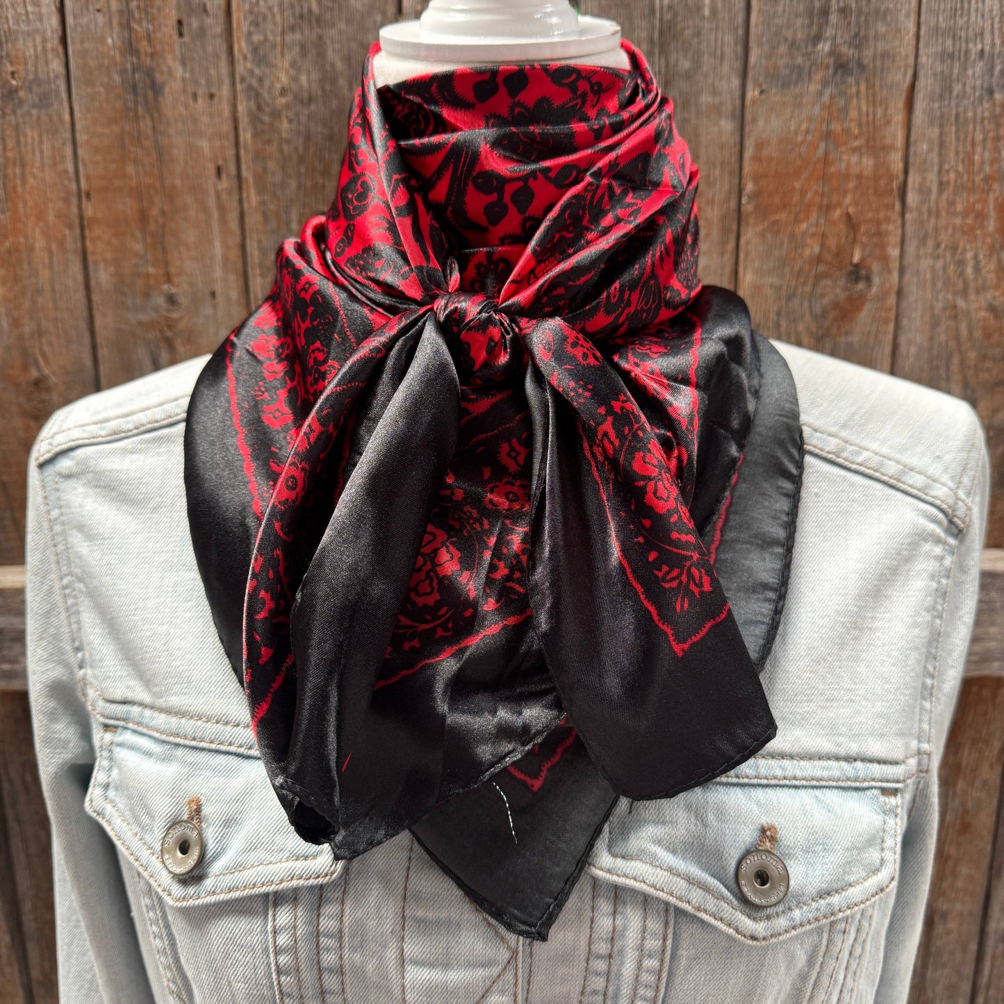 Black and Red Floral Paisley Wild Rag / Scarf