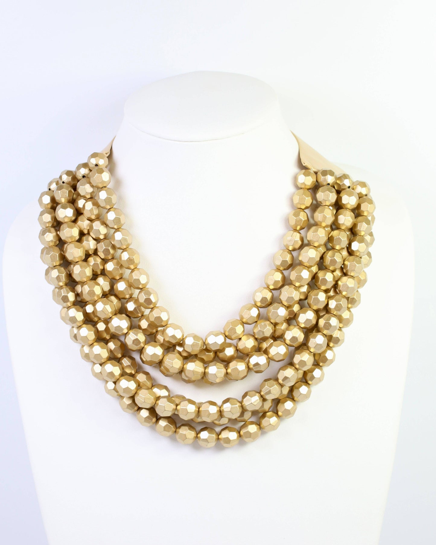 Cadence Multi Layered Beaded Necklace Worn Gold