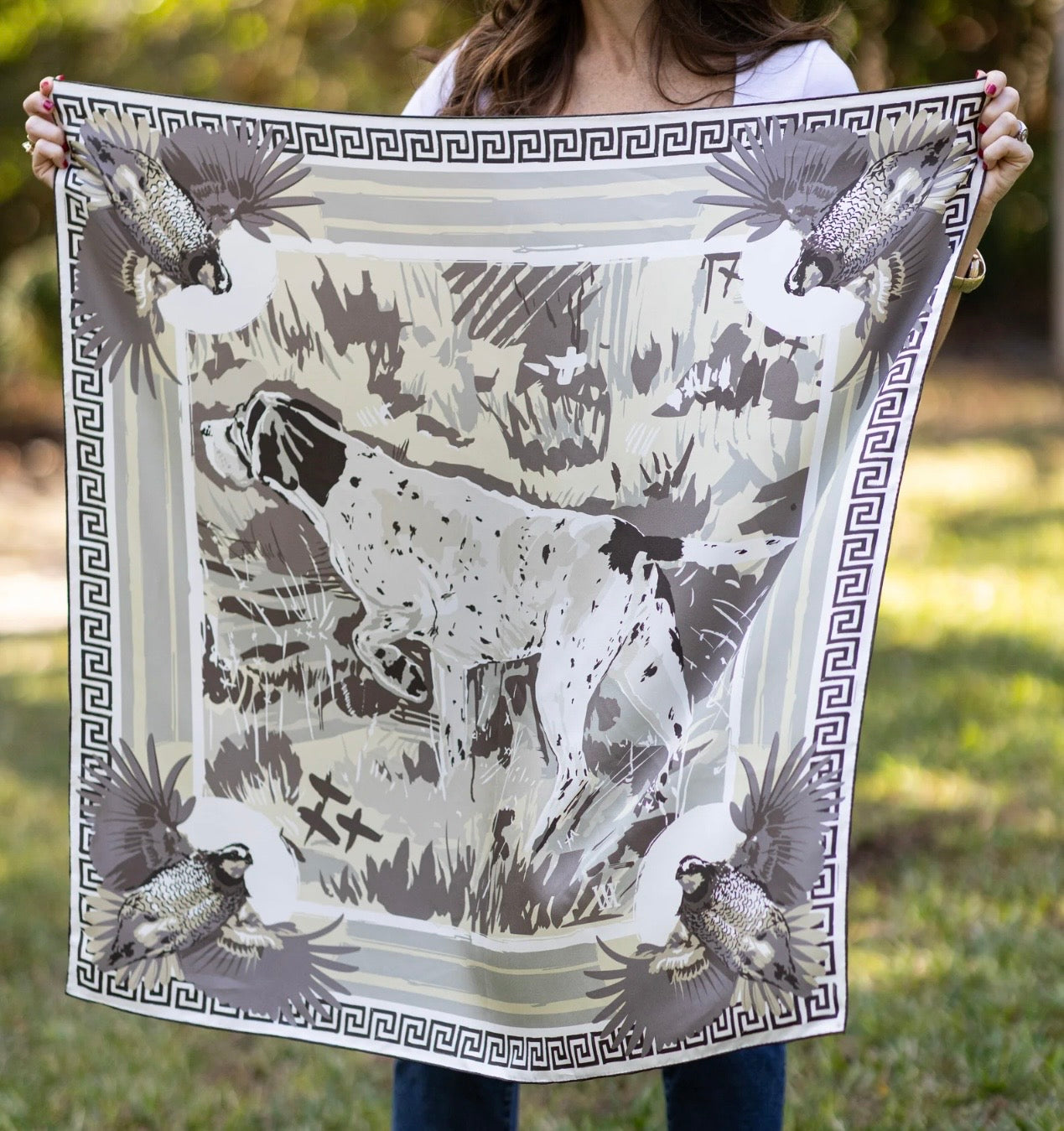 Austin Williams Neutral  Pointing Strong Double -Sided Silk Scarf 25x25