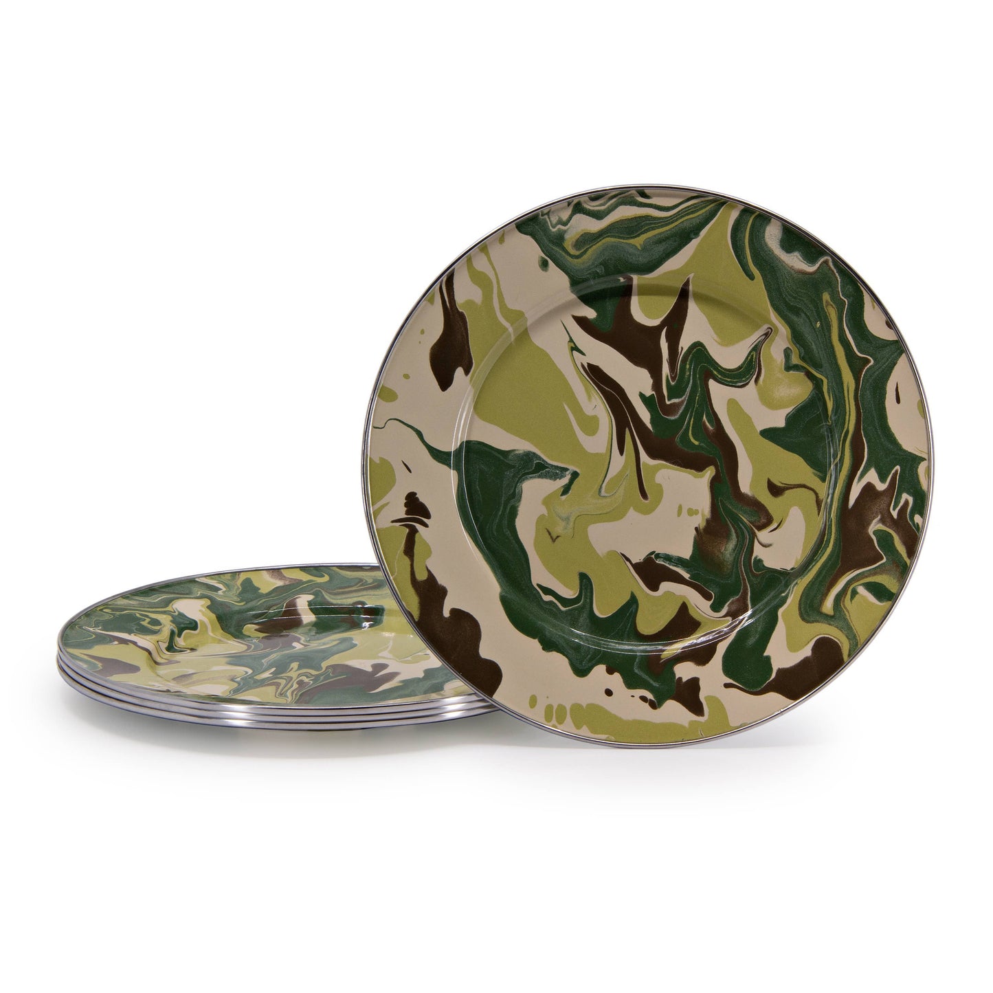 Golden Rabbit Enamelware Camouflage Dinner Plates