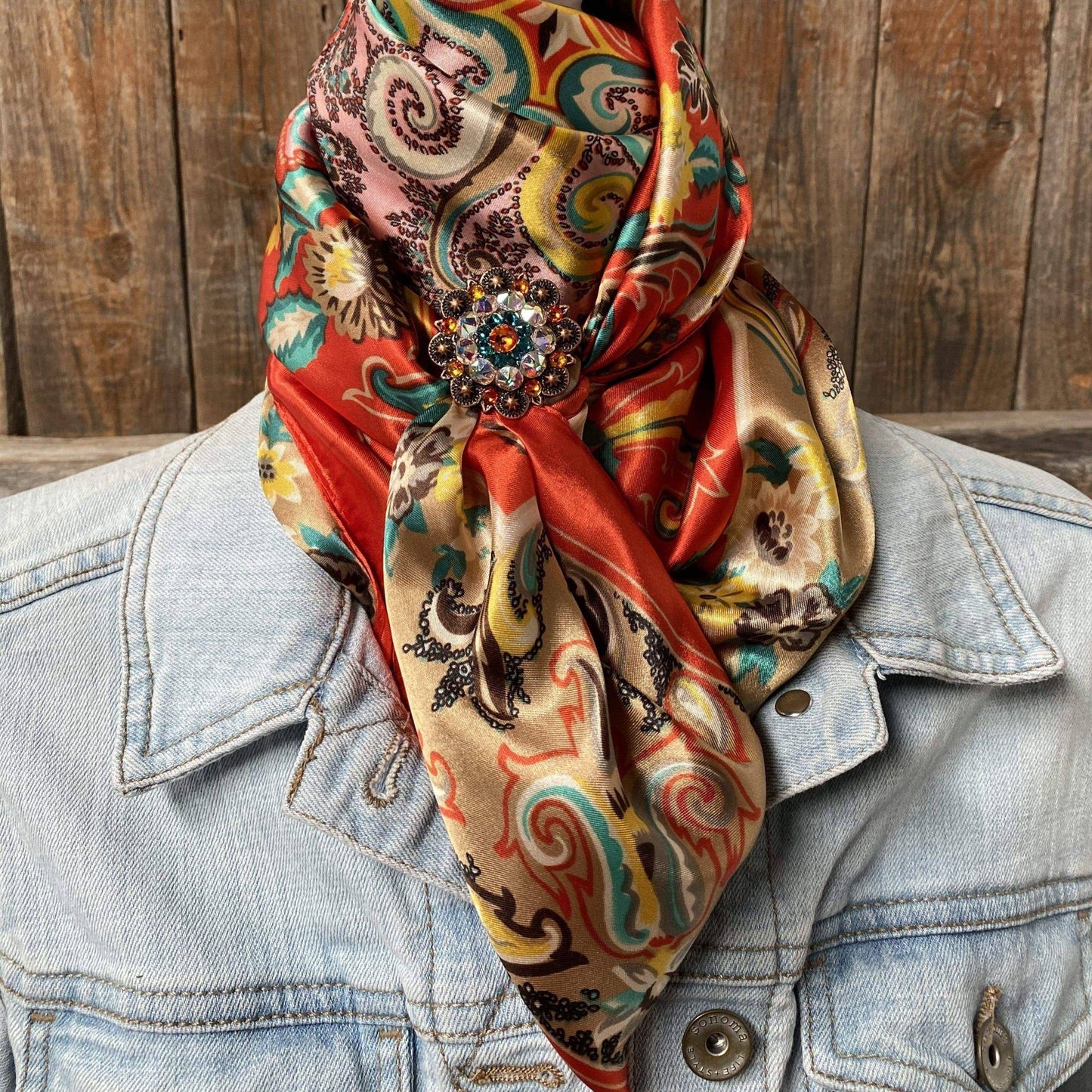 That So 70's Wild Rag/Scarf - Copper,  Fire Opal, Teal,