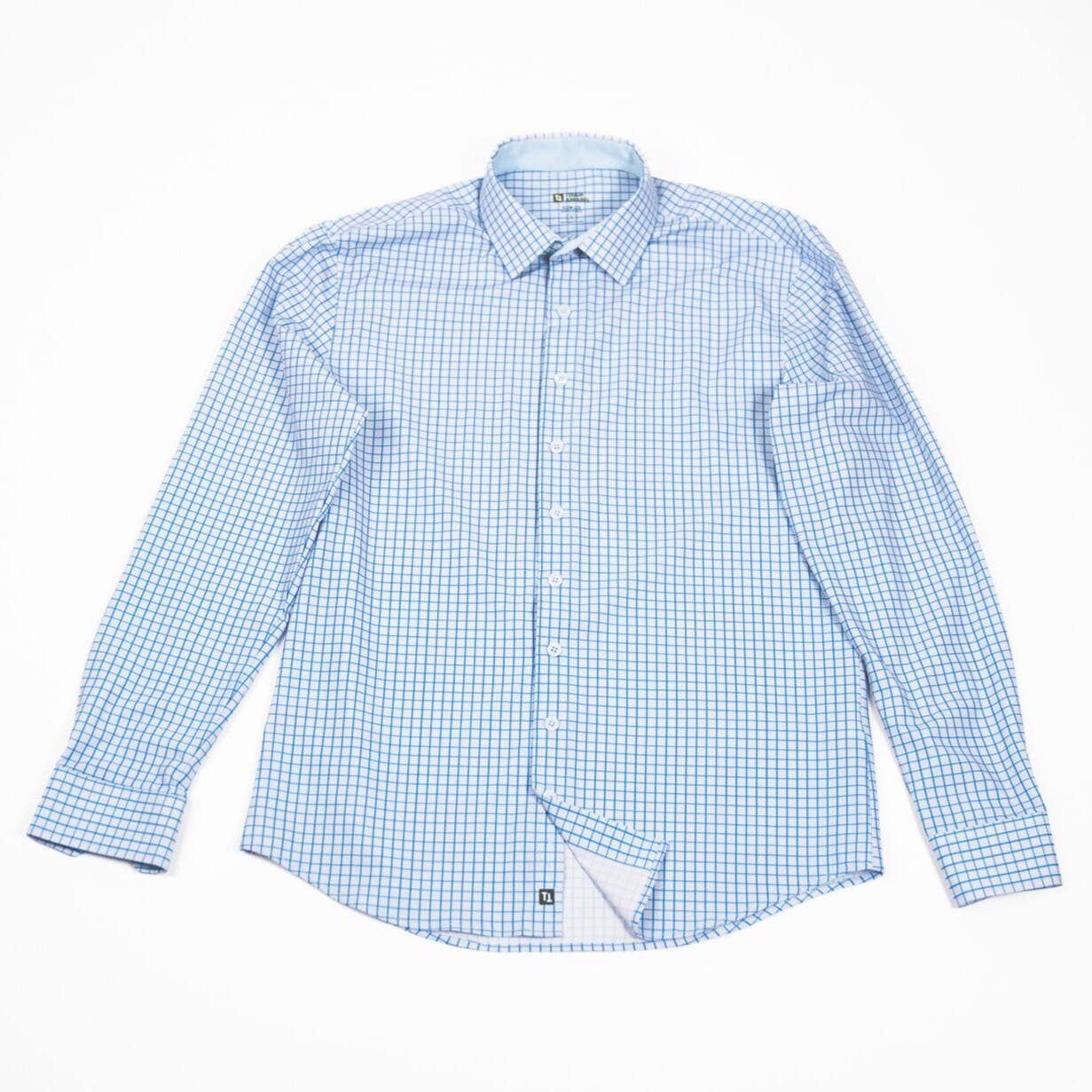 Dress Shirt - Long Sleeve - Double Blue Mini Grid