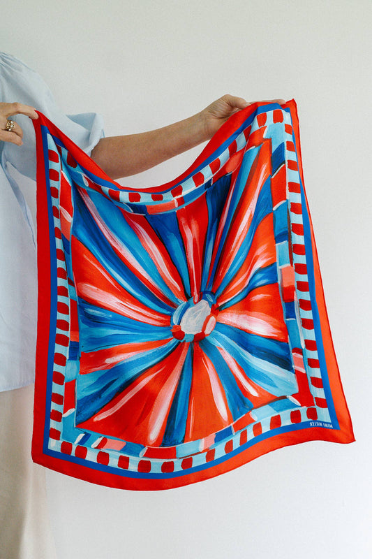 Red and Blue Game Day Silk Scarf