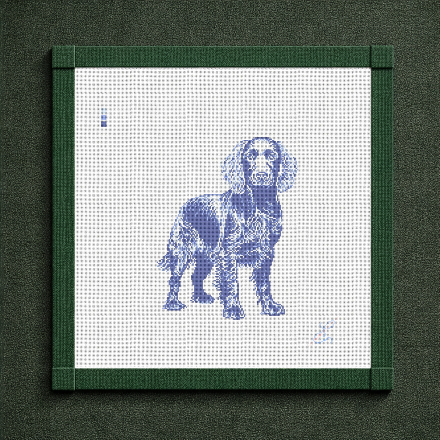 Vintage Blue Toile Boykin Spaniel Needlepoint Canvas Kit