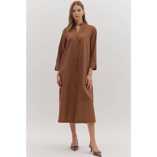 Solid long sleeve midi dress