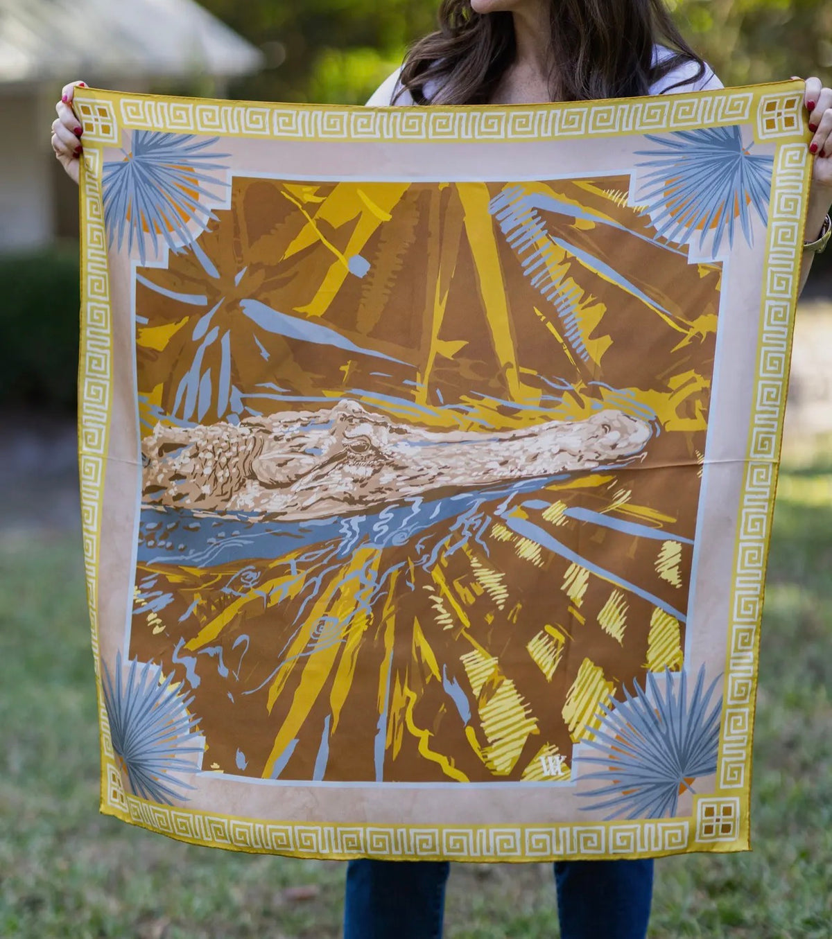 Austin Williams 
Rose Gold Ocmulgee Alligator - Double-Sided Silk Scarf