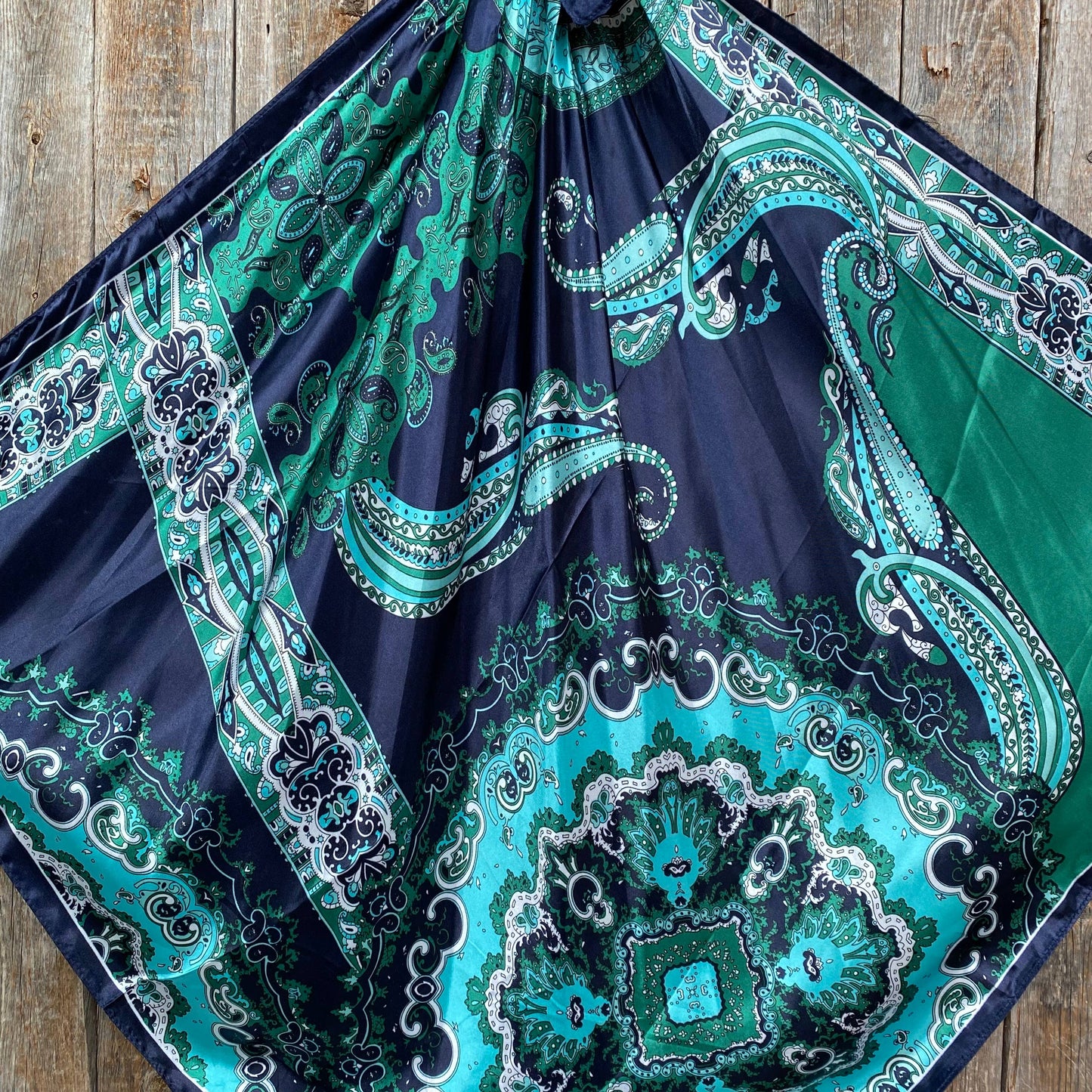 Blue and Green Waves Wild Rag/Scarf
