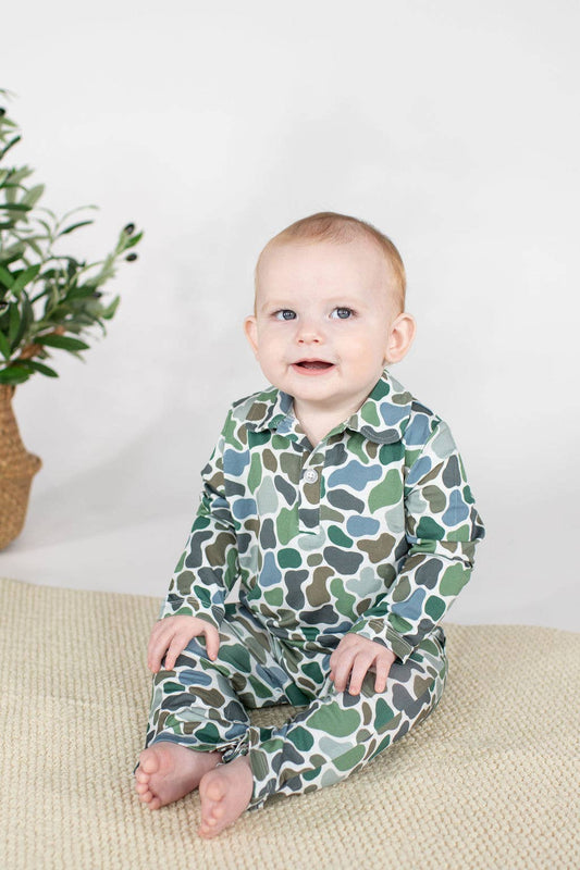 Goosies Pebble Camo - LS Polo Romper