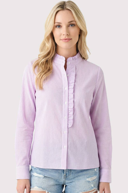 Ruffle NECK Lavender Stripe SHIRT