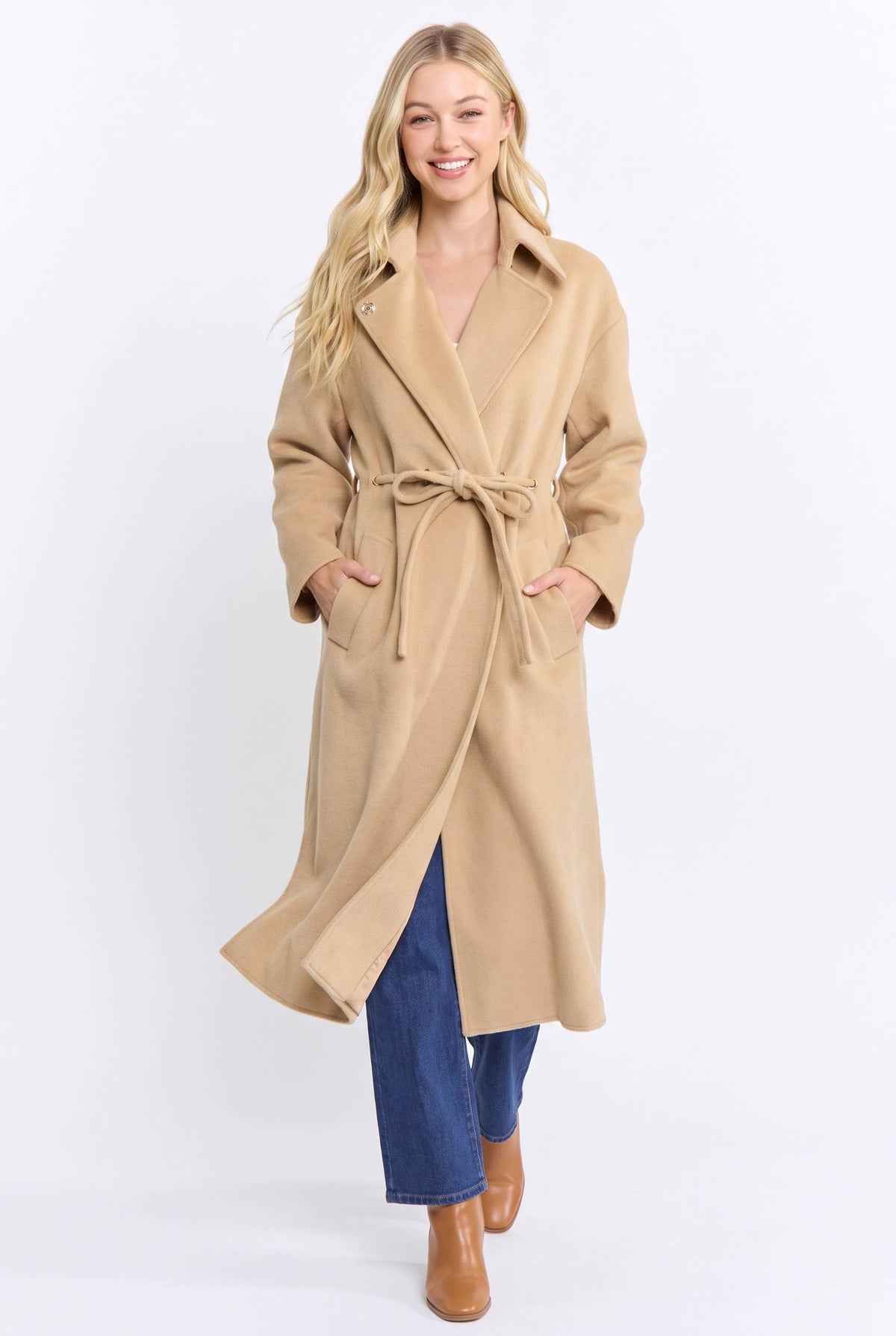 Wool Blend Belted Coat