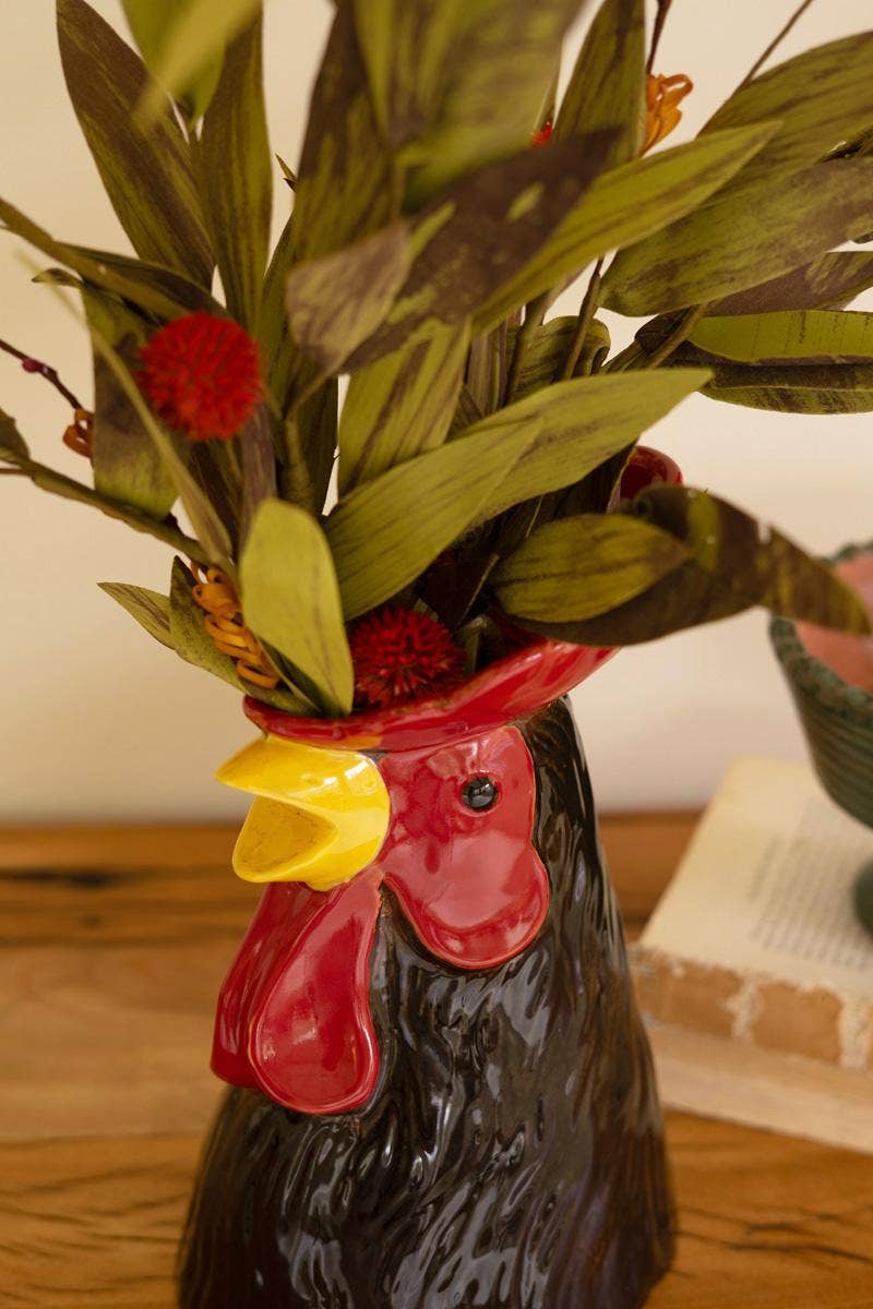 ROOSTER HEAD VASE