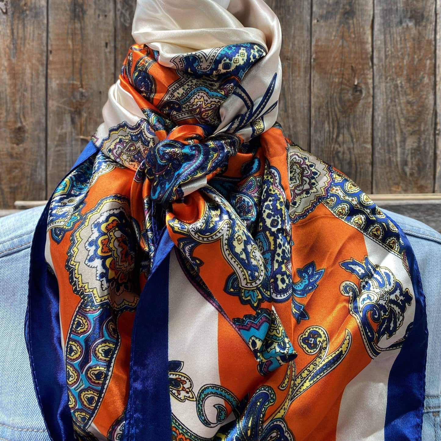 Orange & Blue Paisley Wild Rag/Scarf