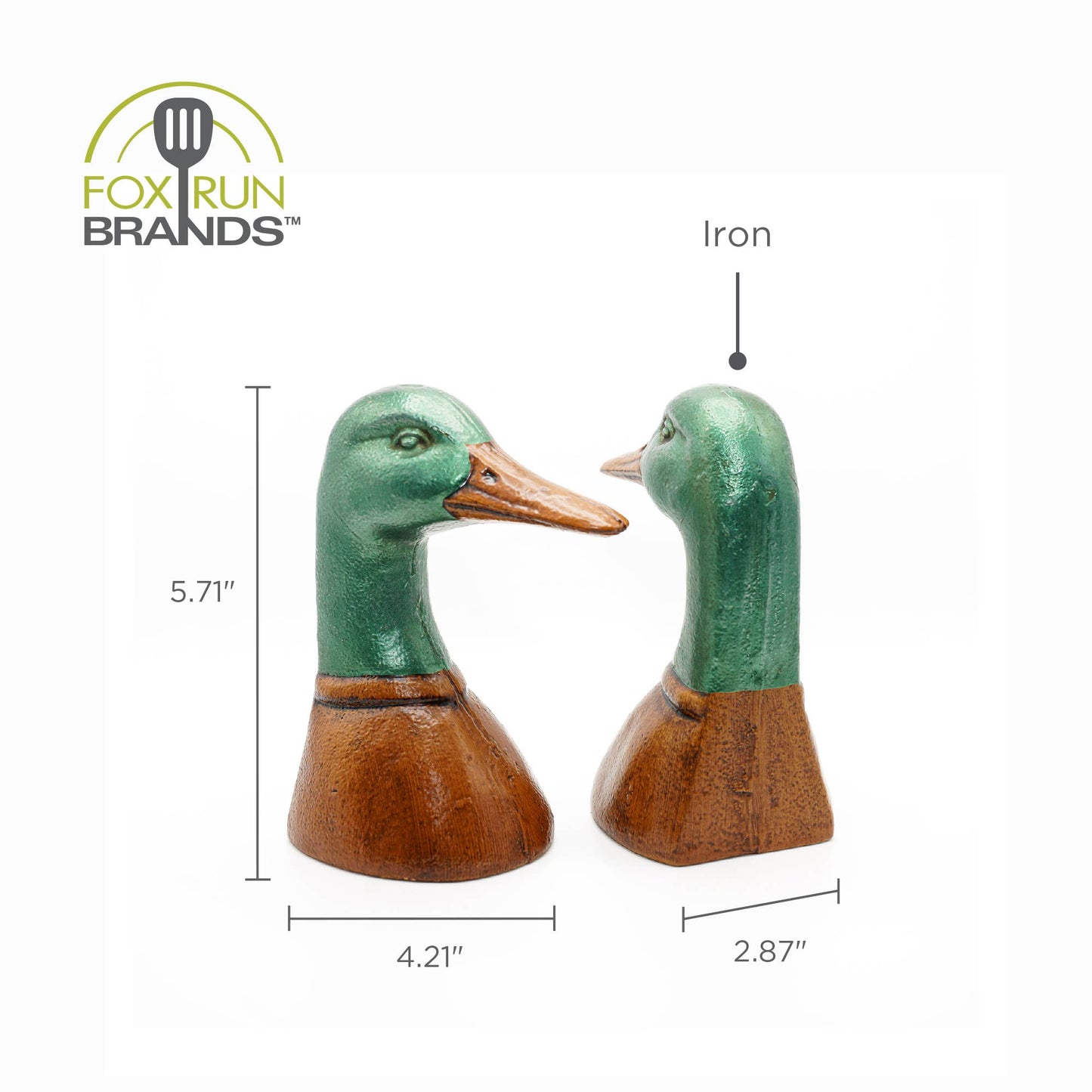 Fox Run Duck Decorative Bookend Set, Iron,