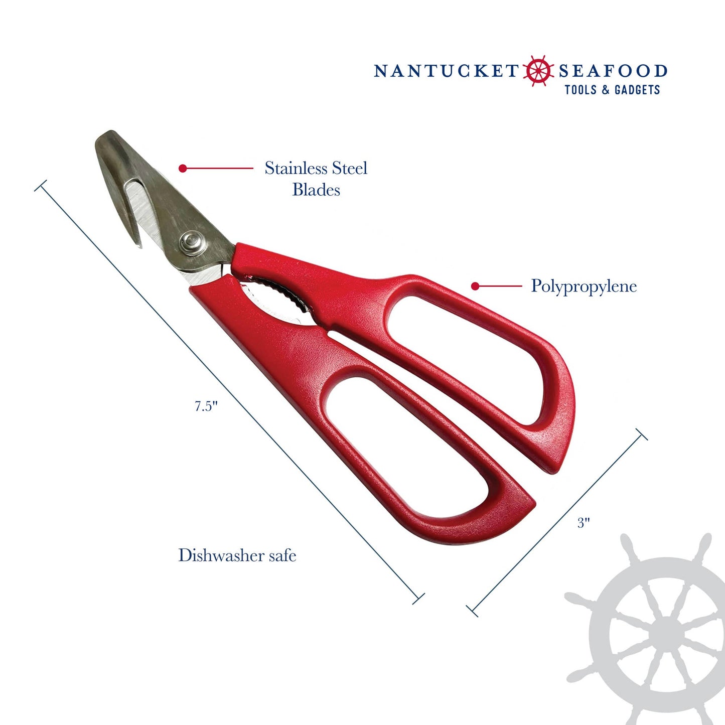 Nantucket Seafood Shears, Stainless Steel Lobster Scissors