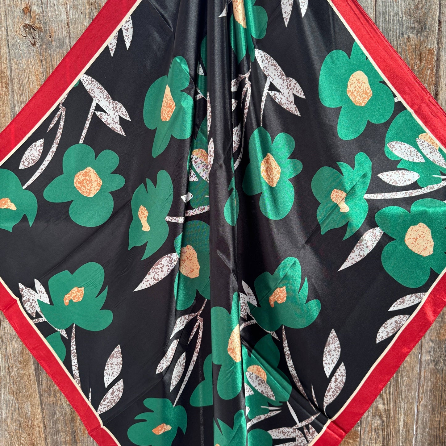 Green and Navy Floral Wild Rag / Scarf